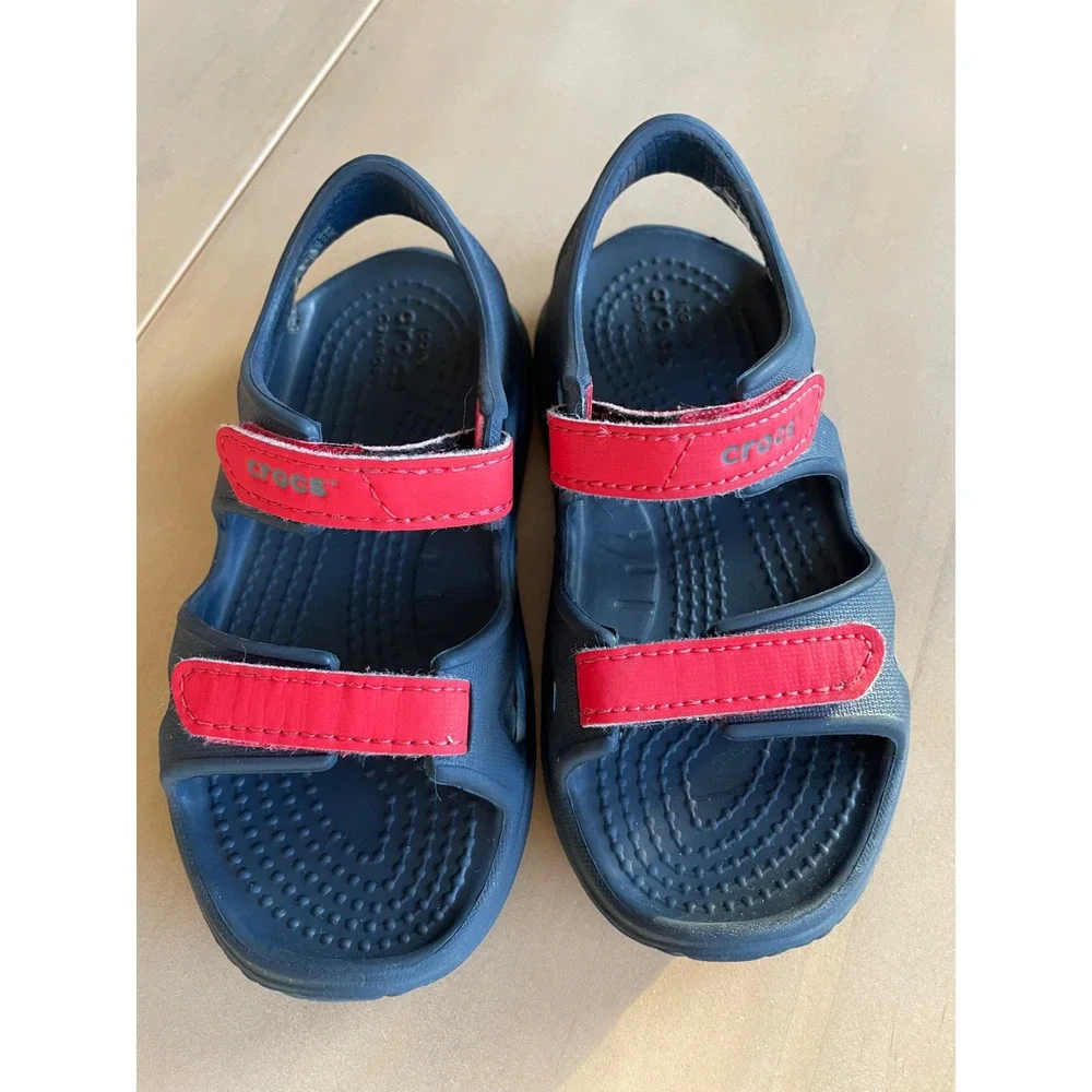 Crocs Toddler Kids Swiftwater Sandals, Blue Red - Size 9